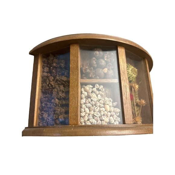 Vintage Wooden Napkin Holder HIMARK Yoshikawa Letter holder MCM Shells Flowers - Picture 4 of 9